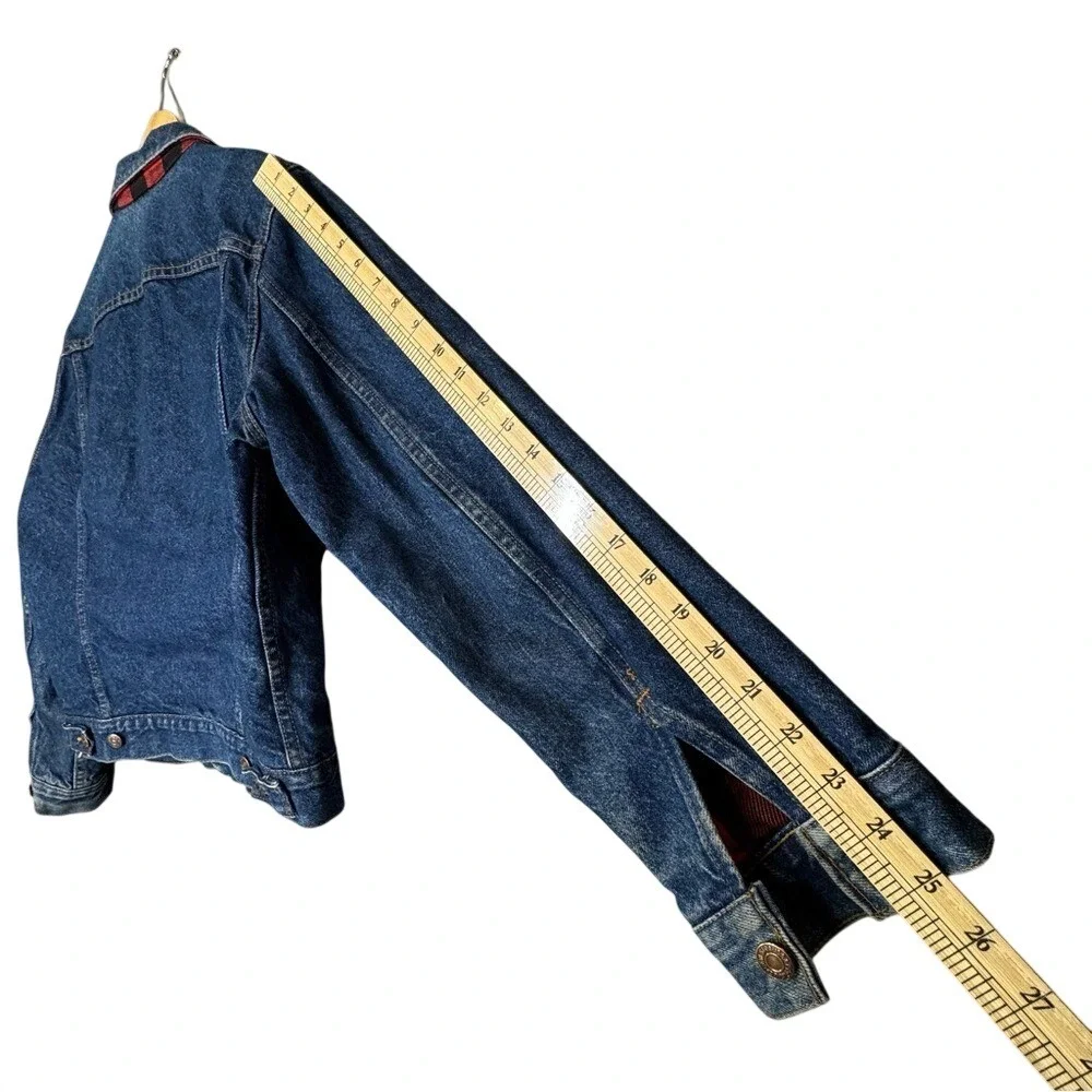 Vintage Levi's Buffalo Plaid Flannel-lined‎ Denim Trucker Jacket 80s Men's S / M